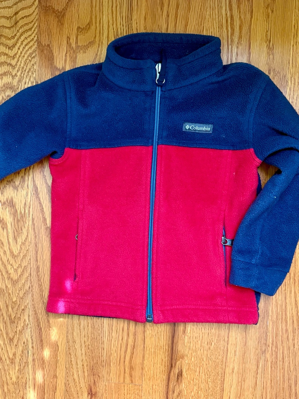 Columbia Kids Navy and Red Colorblock Fleece Jacket